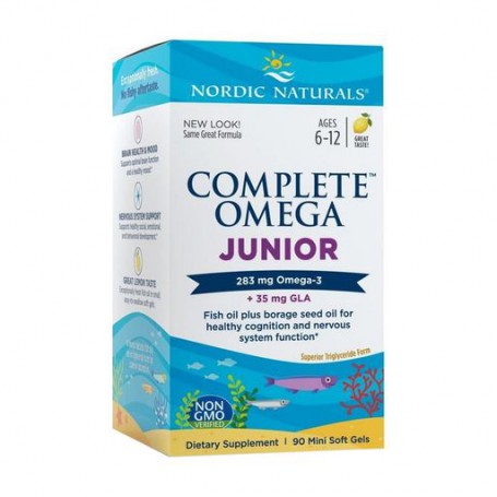 Пищевая добавка для подростков в капсулах Nordic Naturals Complete Omega Junior Рыбий жир со вкусом лимона, 283 мг, 90 шт