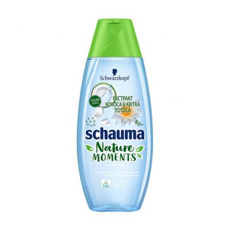 Шампунь Schauma Nature Moments Shampoo Увлажнение и свежесть, для нормальных и сухих волос, с экстрактом кокоса и цветка лотоса,