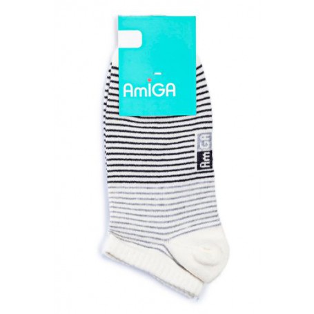 Носки женские AmiGA полоска серо-черная р.23-25