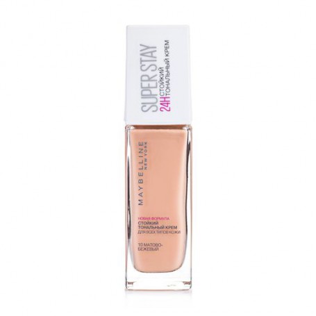 Стойкий тональный крем Maybelline New York Superstay 24H, для всех типов кожи, 10 Матово-бежевый, 30 мл