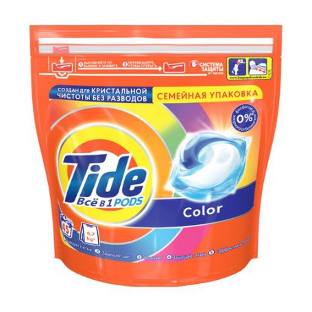 Капсулы для стирки Tide Все в 1 Pods Color, 45 стирок, 45 шт