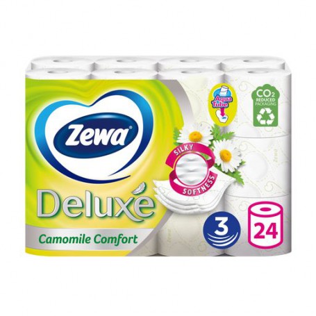 Туалетная бумага Zewa Deluxe Ромашка, 3-слойная, 150 отрывов, 24 рулона
