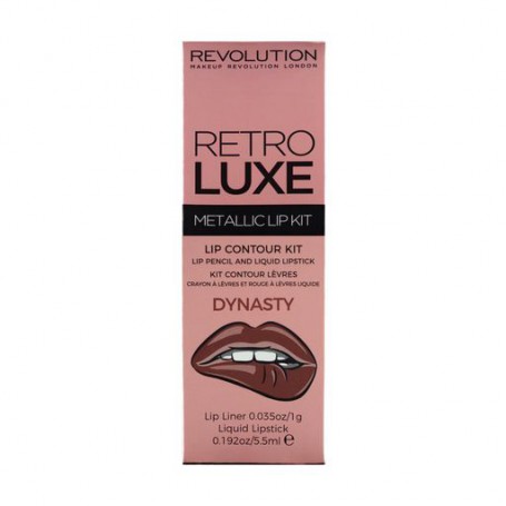 Набор для макияжа губ Makeup Revolution Retro Luxe Metallic Lip Kit Dynasty (карандаш, 1 г + блеск, 5.5 мл)