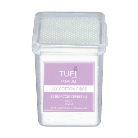 Безворсовые салфетки Tufi Profi Lux Cotton Fibre перфорированные, 5х5, 200 шт