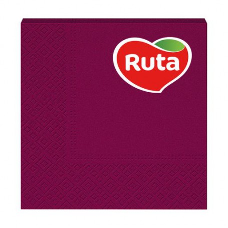 Cалфетки столовые Ruta 3-слойные бордовые, 33*33 см, 20 шт