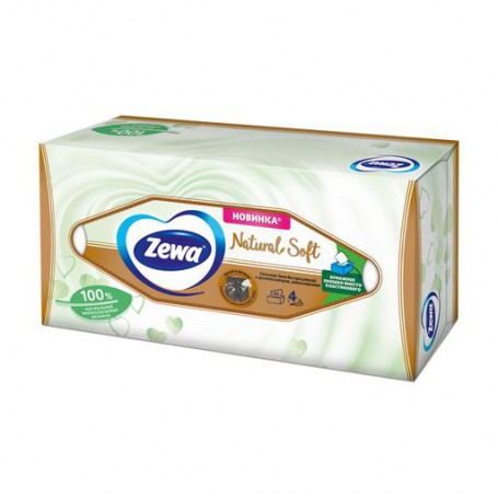 Косметические салфетки Zewa Softis Natural Soft 4-слойные, 80 шт