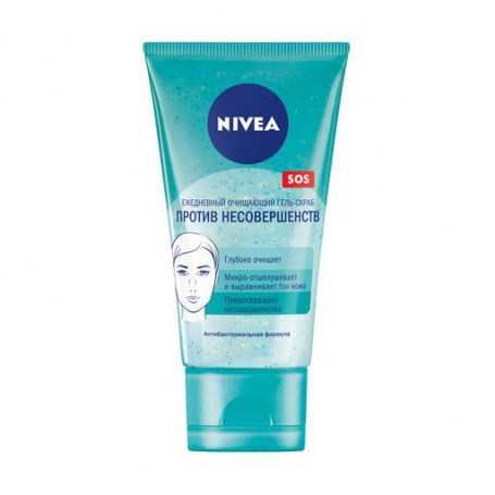 Ежедневный очищающий гель-скраб для лица NIVEA SOS Против несовершенств, для проблемной кожи, 150 мл
