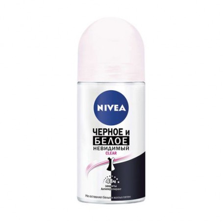 Антиперспирант NIVEA Черное и Белое, невидимый, прозрачный, шариковый, 50 мл