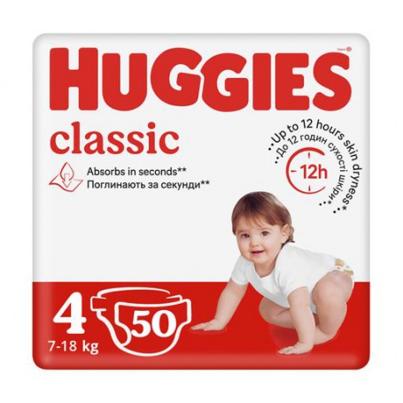 Подгузники Huggies Classic размер 4 (7-18 кг), 50 шт