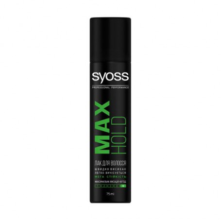 Лак для волос Syoss Max Hold Hairspray фиксация 5 (максимально сильная), 75 мл