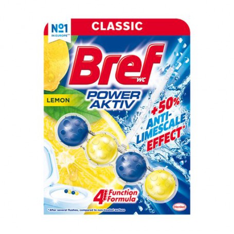 Твердый туалетный блок Bref Power Aktiv, Лимон, 50 г