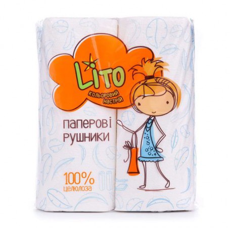 Бумажные полотенца Lito 2-слойные, 50 отрывов, 2 рулона