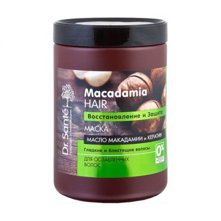 Маска для волос Dr. Sante Macadamia Hair Восстановление и Защита, с маслом макадамии и кератином, 1 л