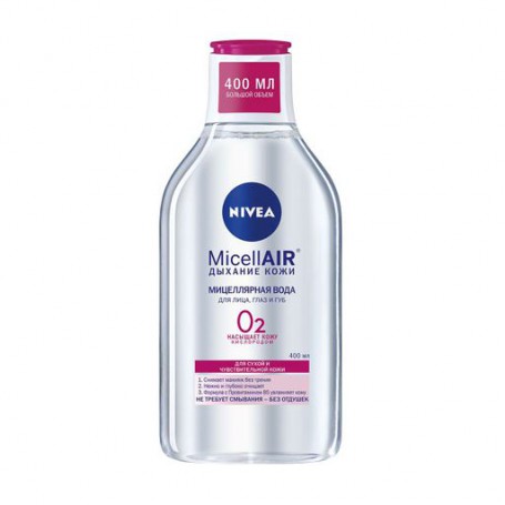 Нежная мицеллярная вода NIVEA для сухой кожи лица, глаз и губ, 400 мл