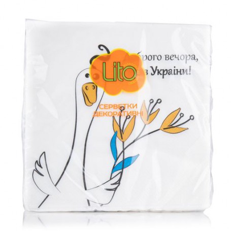 Cалфетки декоративные Lito Доброго вечора, ми з України! 3х-слойные, 33*33 см, 18 шт