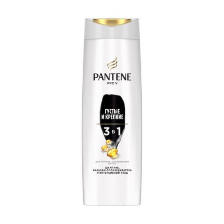 Шампунь и бальзам-ополаскиватель Pantene Pro-V 3 в 1 Густые и крепкие, для тонких и ослабленных волос, 360 мл
