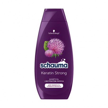 Шампунь Schauma Keratin Strong, с экстрактом лопуха, для тонких и слабых волос, 400 мл