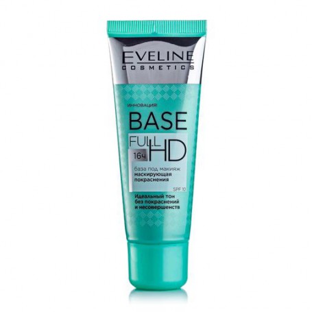 База под макияж Eveline Cosmetics Base Full HD SPF 10 для маскировки покраснений, 30 мл