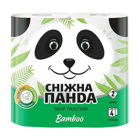 Туалетная бумага Сніжна Панда Bamboo 2-слойная, 4 шт