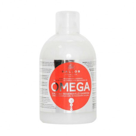 Восстанавливающий шампунь для волос Kallos Cosmetics Omega Hair Shampoo с комплексом Омега-6 и маслом макадамии, 1 л