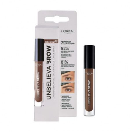 Стойкий гель для бровей L'Oreal Paris Unbelieva Brow 108 Dark Brunette, 3.4 мл