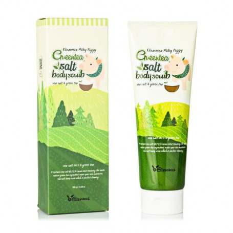 Скраб для тела с экстрактом зеленого чая Elizavecca Body Care Milky Piggy Greentea Salt Body Scrub, 300г