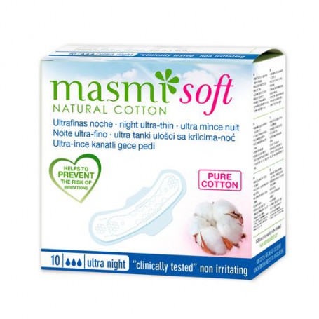 Прокладки для критических дней Masmi органические ultra thin soft для сильных выделений с крылышками, 10 шт.