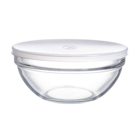 Салатник Luminarc Empilable Transparent с белой крышкой, прозрачный, 14 см (Н1150)