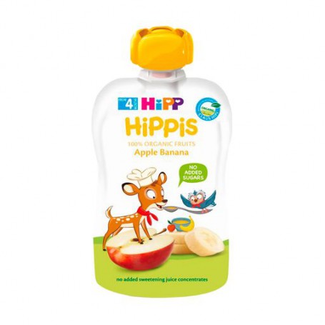 Детское фруктовое пюре HiPP Organic Яблоки с бананами, с 4 месяцев, 125 г