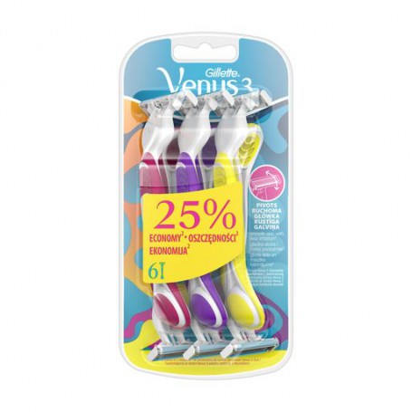Набор одноразовых бритвенных станков Gillette Venus 3, женские, 6 шт