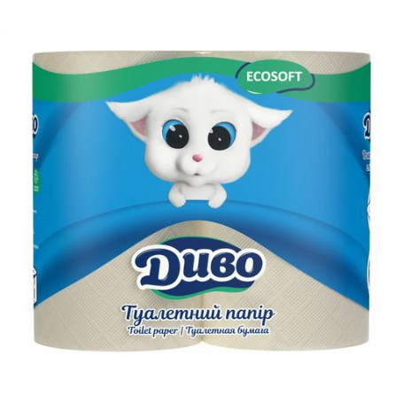 Туалетная бумага Диво макулатурная, 2-слойная, 4 шт