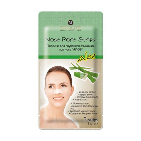 Полоски для глубокого очищения пор носа Skinlite Nose Pore Strips Aloe Алоэ, 3 шт
