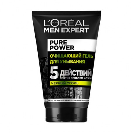 Мужской очищающий гель для кожи лица L'Oreal Paris Men Expert Pure Power, 100 мл