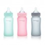 Стеклянная бутылочка для кормления Everyday Baby Silicone Coated от 3 месяцев, с силиконовым покрытием, серая, 240 мл (10231)
