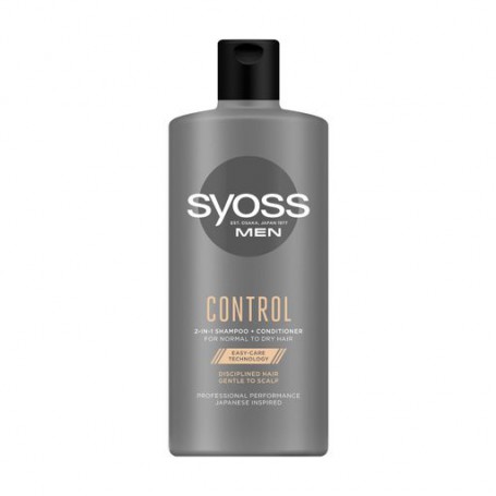 Мужской шампунь-кондиционер Syoss Men Control 2-in-1 Shampoo + Conditioner для нормальных и сухих волос, 440 мл