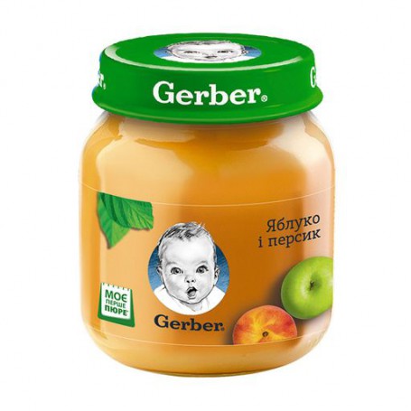 Детское фруктовое пюре Gerber Яблоко и персик, с 6 месяцев, 130 г