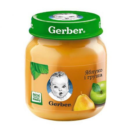 Детское фруктовое пюре Gerber Яблоко и груша, с 6 месяцев, 130 г