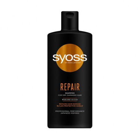 Шампунь Syoss Repair Shampoo для сухих и поврежденных волос, с водорослями вакаме, 440 мл
