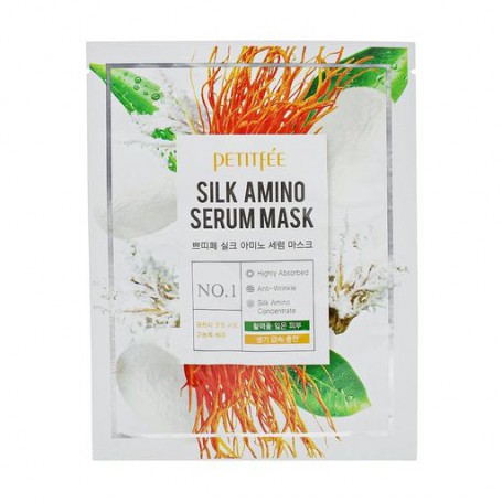 Тканевая маска для лица Petitfee & Koelf Silk Amino Serum Mask с протеинами шелка, 25 г