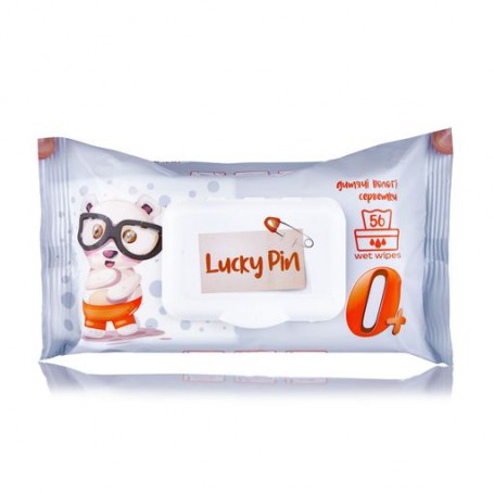 Детские влажные салфетки Lucky Pin с клапаном, 56 шт