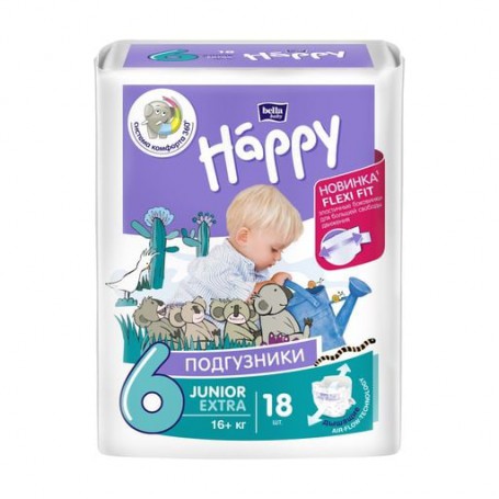 Подгузники детские одноразовые Happy Bella Baby Junior Extra вес 15+, 34 шт