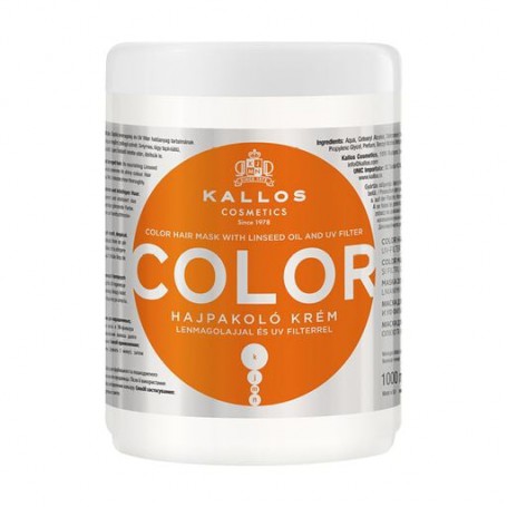 Маска для окрашенных волос Kallos Cosmetics KJMN Color Hair Mask с льняным маслом и УФ фильтром, 1 л