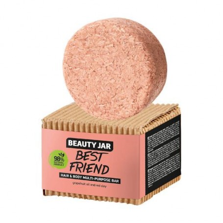 Твердый шампунь-мыло для волос и тела Beauty Jar Best Friend Hair & Body Multi-Purpose Bar с маслом грейпфрута и красной глиной,