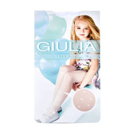 Детские фантазийные колготки с полиамида Giulia Lola 20 DEN, рисунок в сеточку и горошек, bianco, размер 152-158