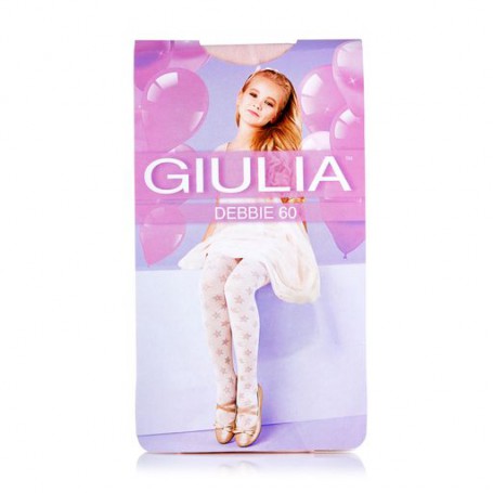Детские фантазийные колготки из полиамида Giulia Debbie 3D 60 DEN, рисунок в звездочки, powder, размер 92-98