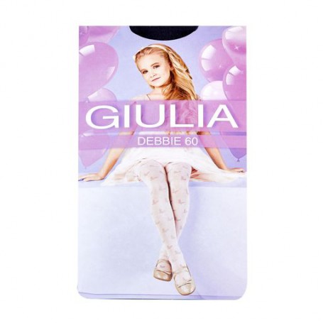 Детские фантазийные колготки из полиамида Giulia Debbie 3D 60 DEN, рисунок в бабочку, nero, размер 104-110