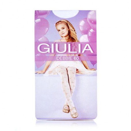 Детские фантазийные колготки из полиамида Giulia Debbie 3D 60 DEN, рисунок в бабочку, bianco, размер 128-134