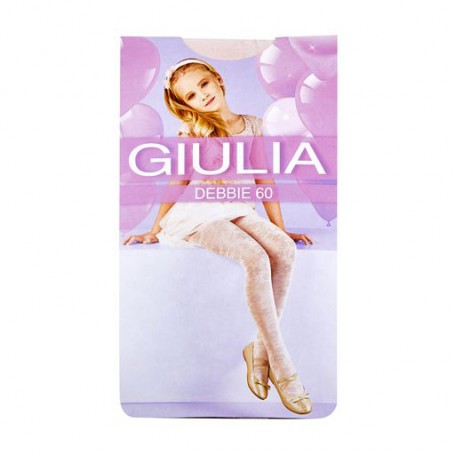 Детские фантазийные колготки из полиамида Giulia Debbie 3D 60 DEN, рисунок в цветок, powder, размер 152-158