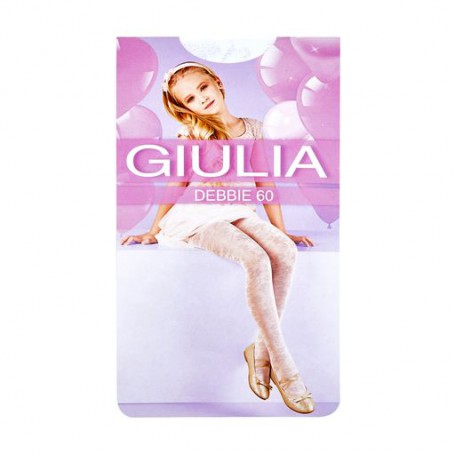 Детские фантазийные колготки из полиамида Giulia Debbie 3D 60 DEN, рисунок в цветок, bianco, размер 140-146