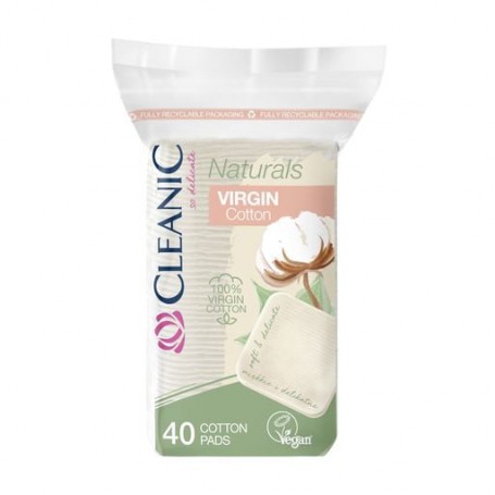 Ватные диски Cleanic Naturals Virgin Cotton квадратные, 40 шт